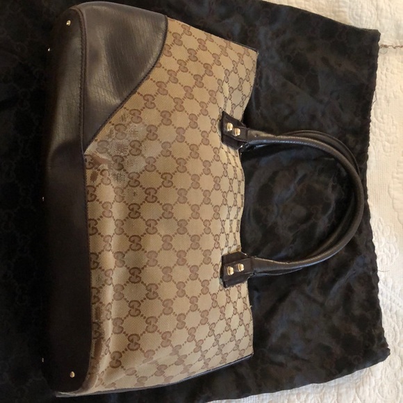 Gucci Tote Shoulder Bag in Brown Canvas - Picture 2 of 6